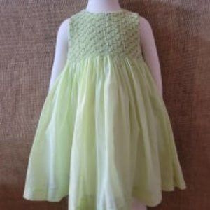 Luli & Me Pastel Lime Green Smocked Dress 3T
